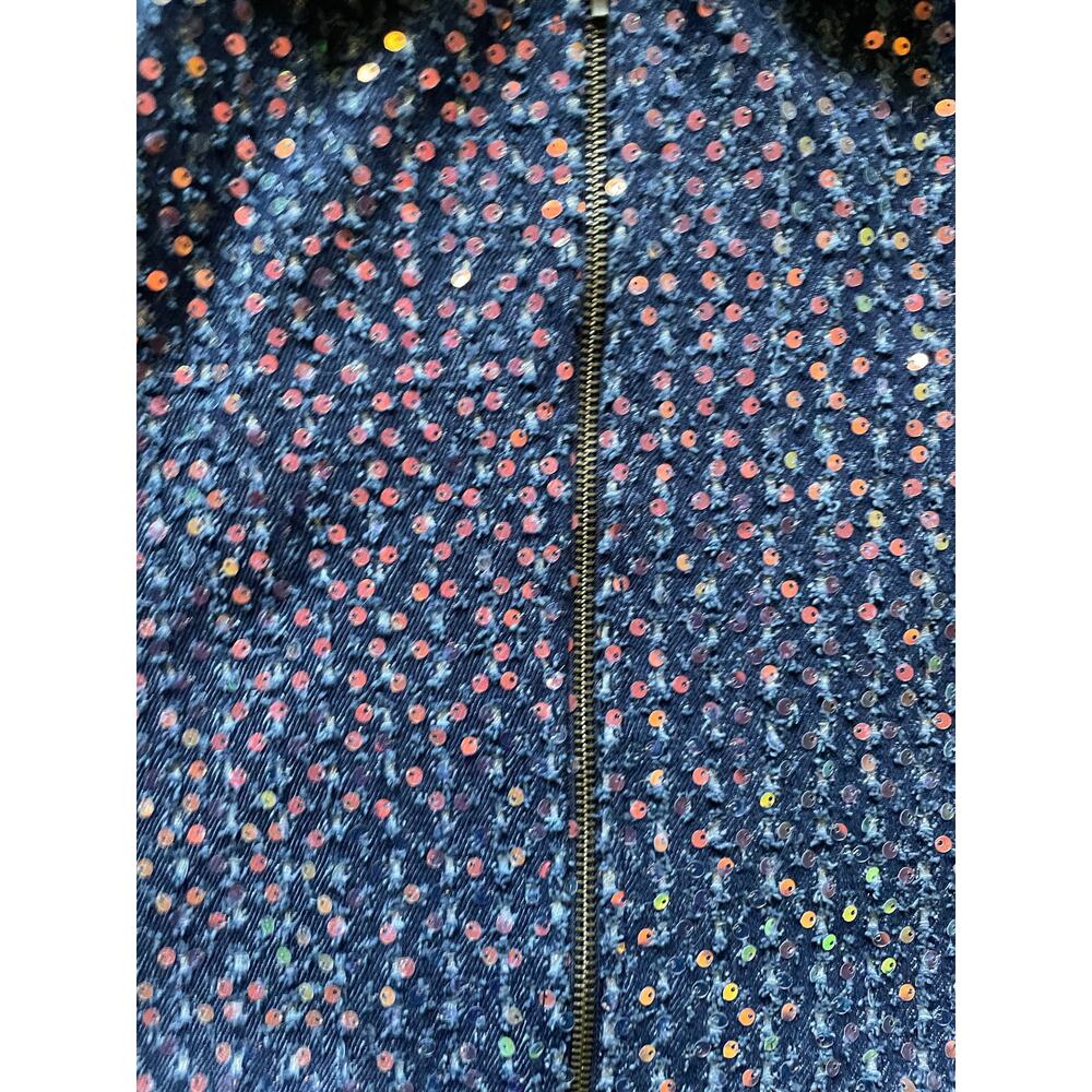 Notable Womens/Teen Sequins Blue/Navy Crop Jacket Size Small Glam Shiny - Picture 6 of 7